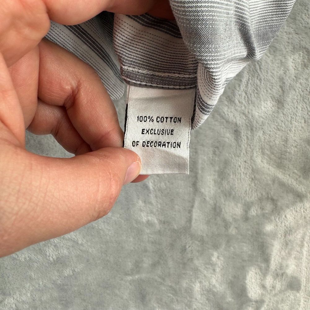 Tailorbyrd Shirt Mens Large Black White Striped Button Up Pocket Flip Cuff - Picture 10 of 12